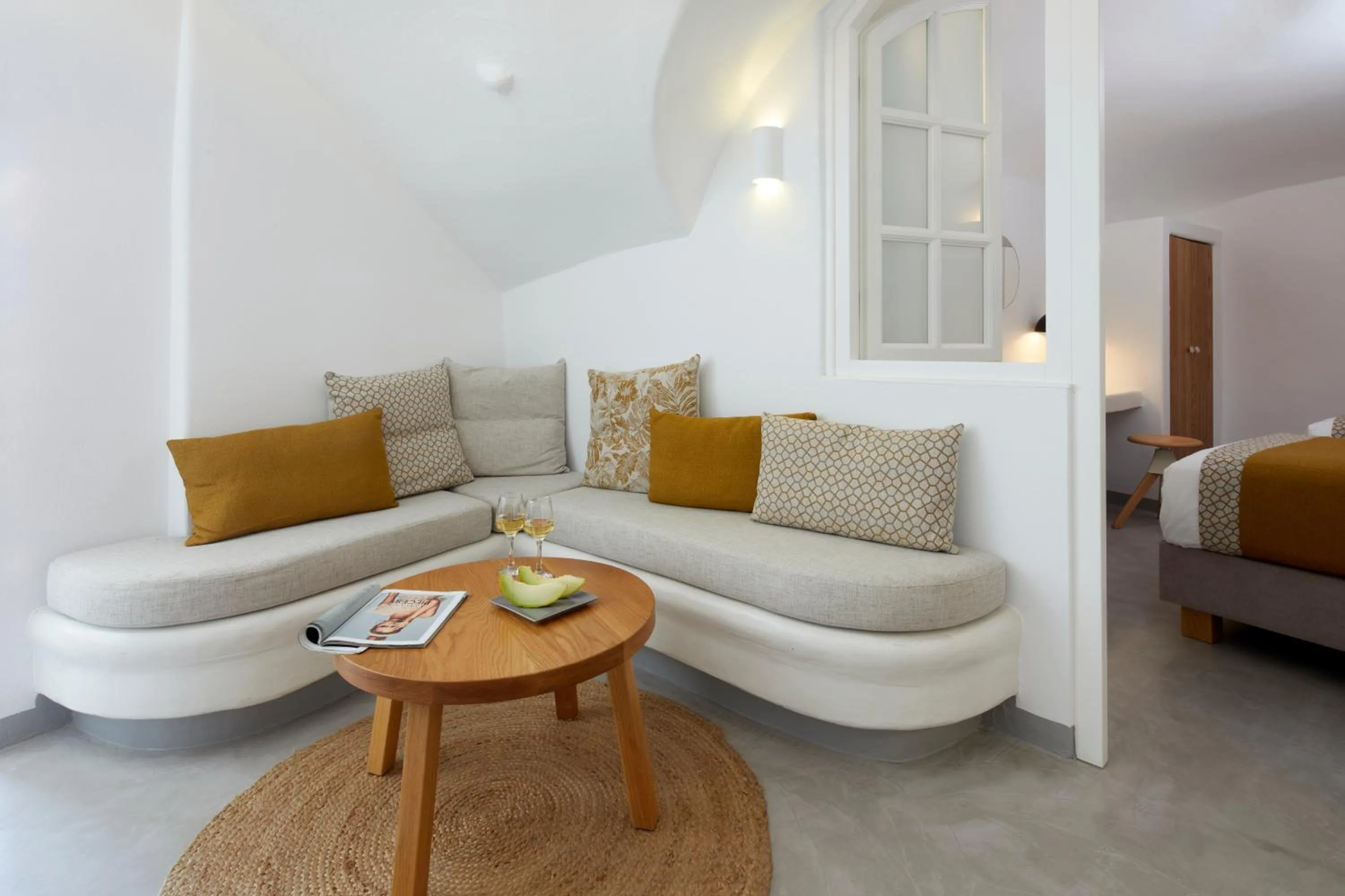 Seating area in Filotera Suites