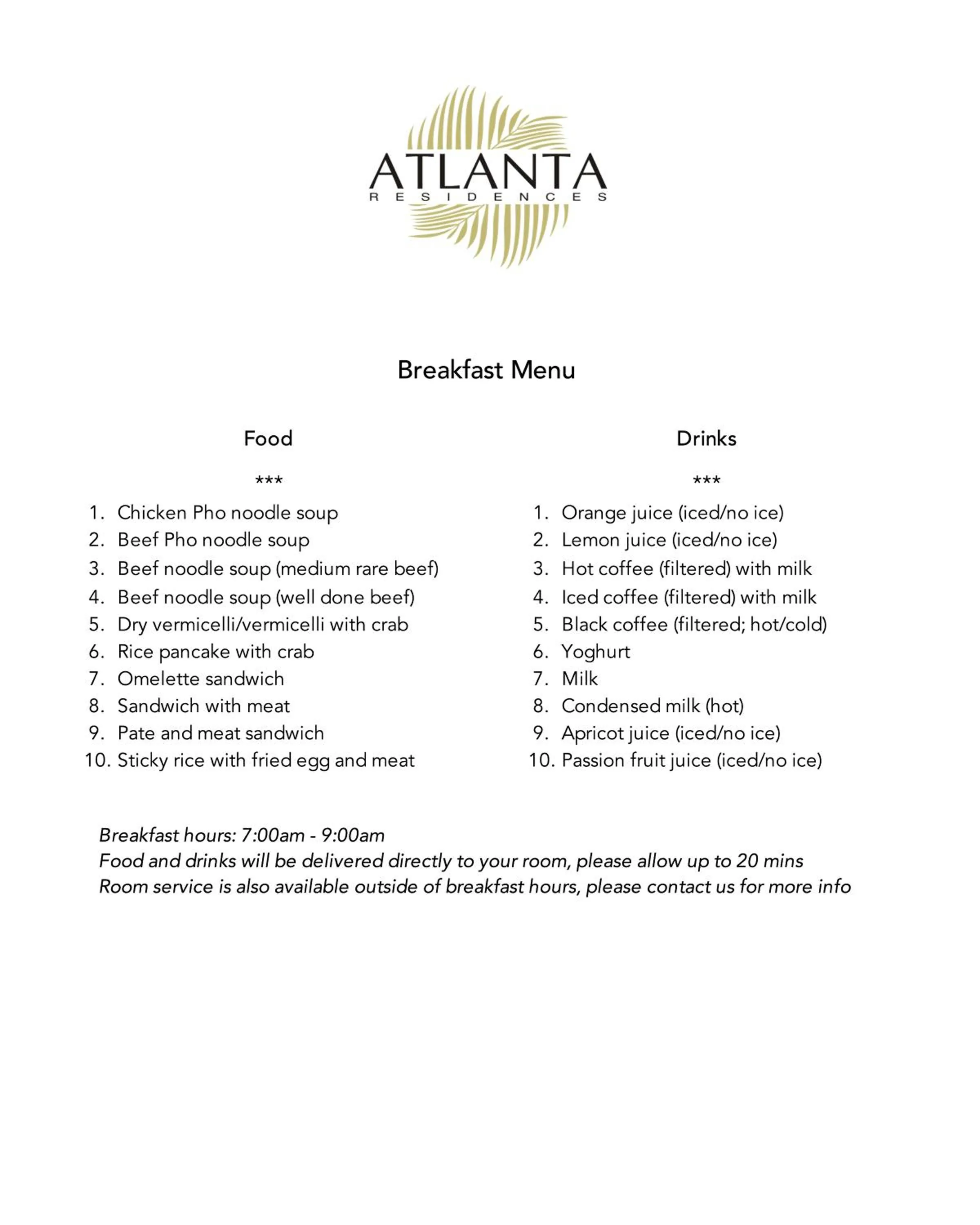 Breakfast in Atlanta Residences