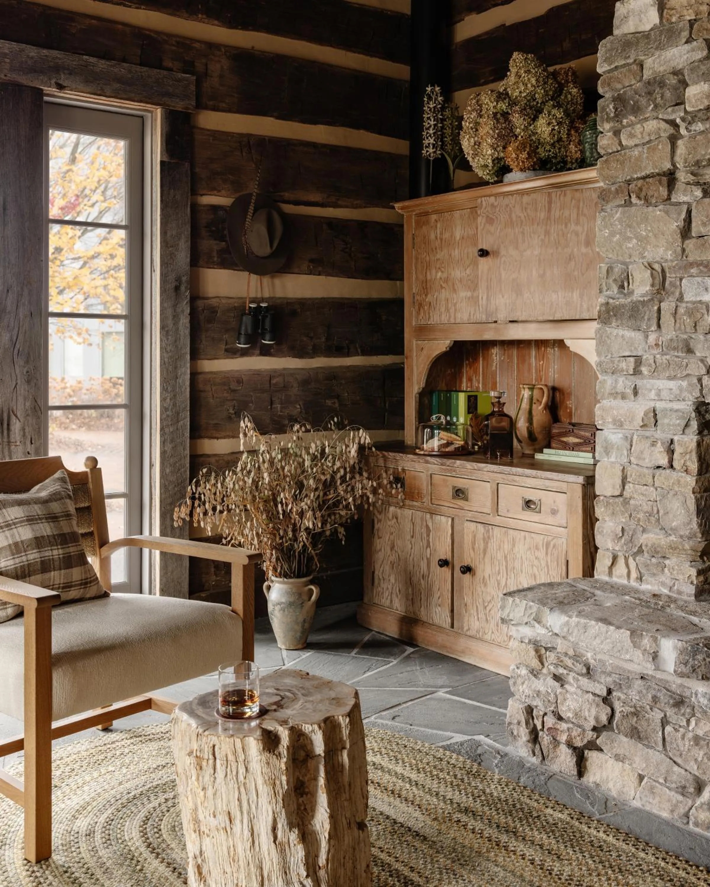 Seating area in The Lodge at Primland, Auberge Collection