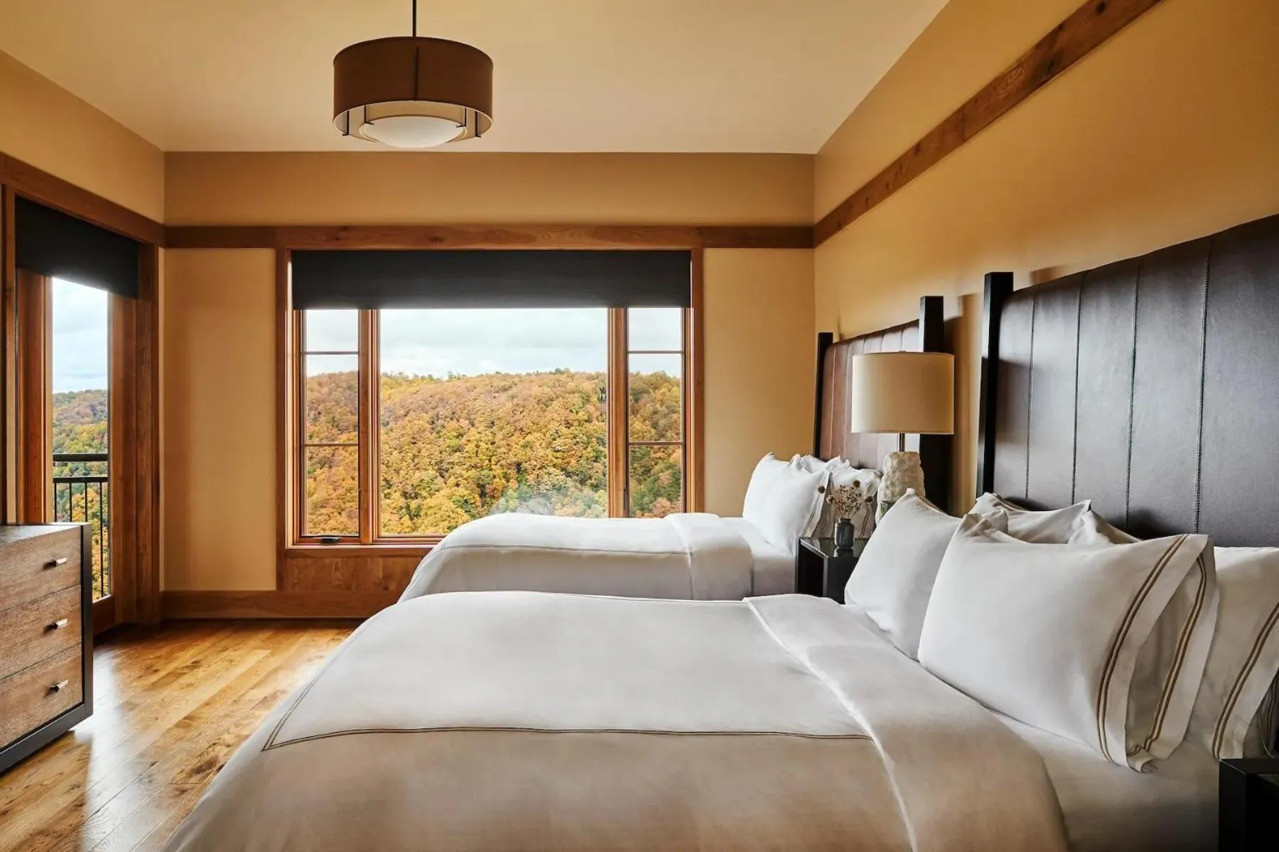 Bed in The Lodge at Primland, Auberge Collection