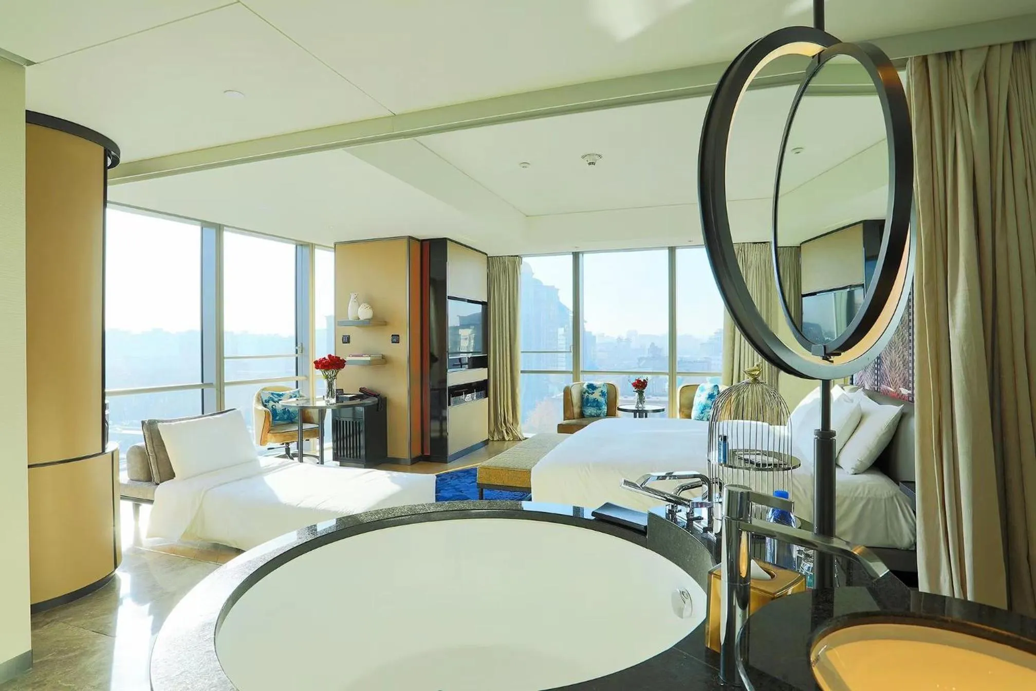 Bathroom, Bed in Sofitel Beijing Central