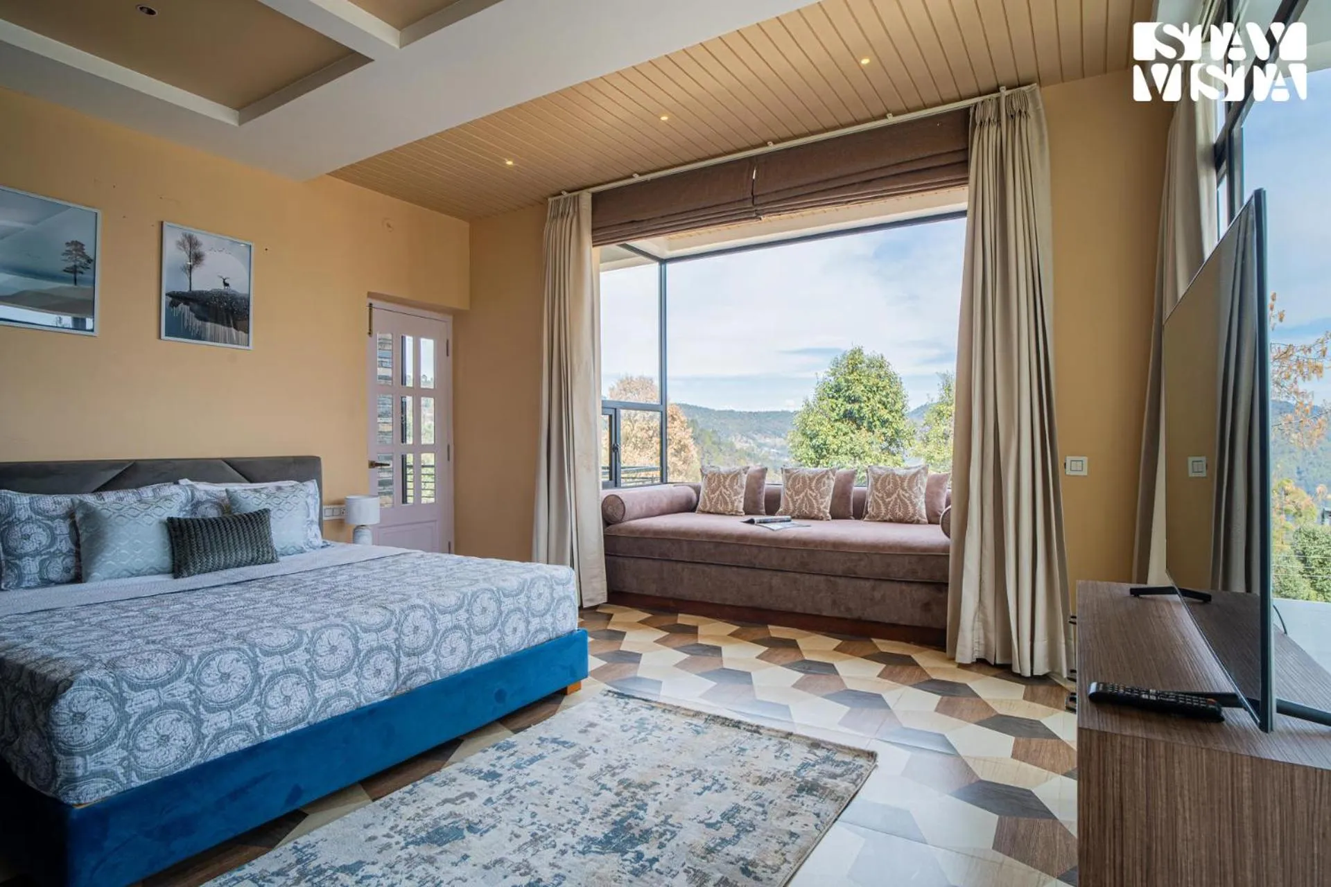 Bedroom, Bed in StayVista at Mountain Melody with Heater & Indoor-Outdoor Games