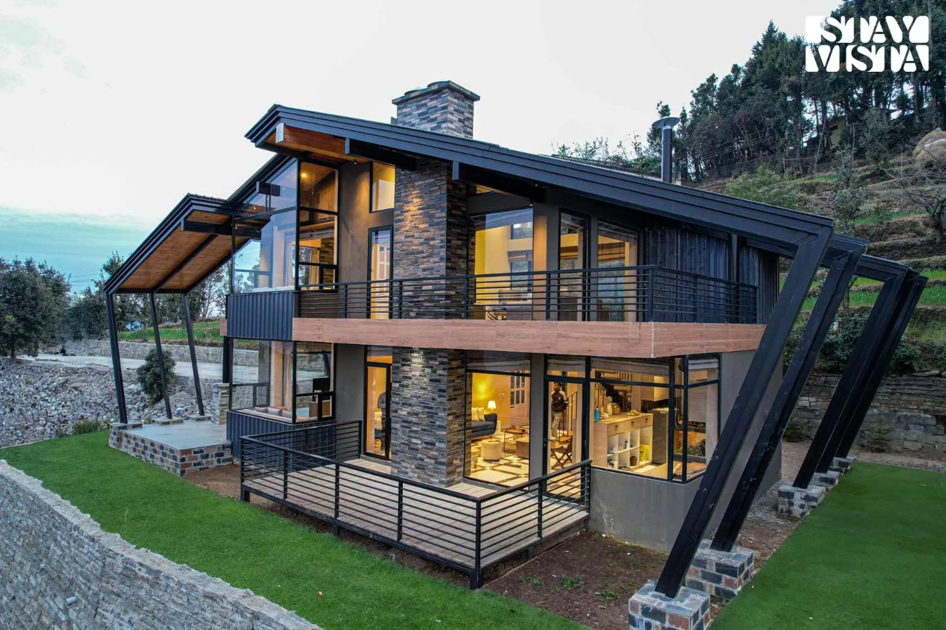 Property building in StayVista at Mountain Melody with Heater & Indoor-Outdoor Games