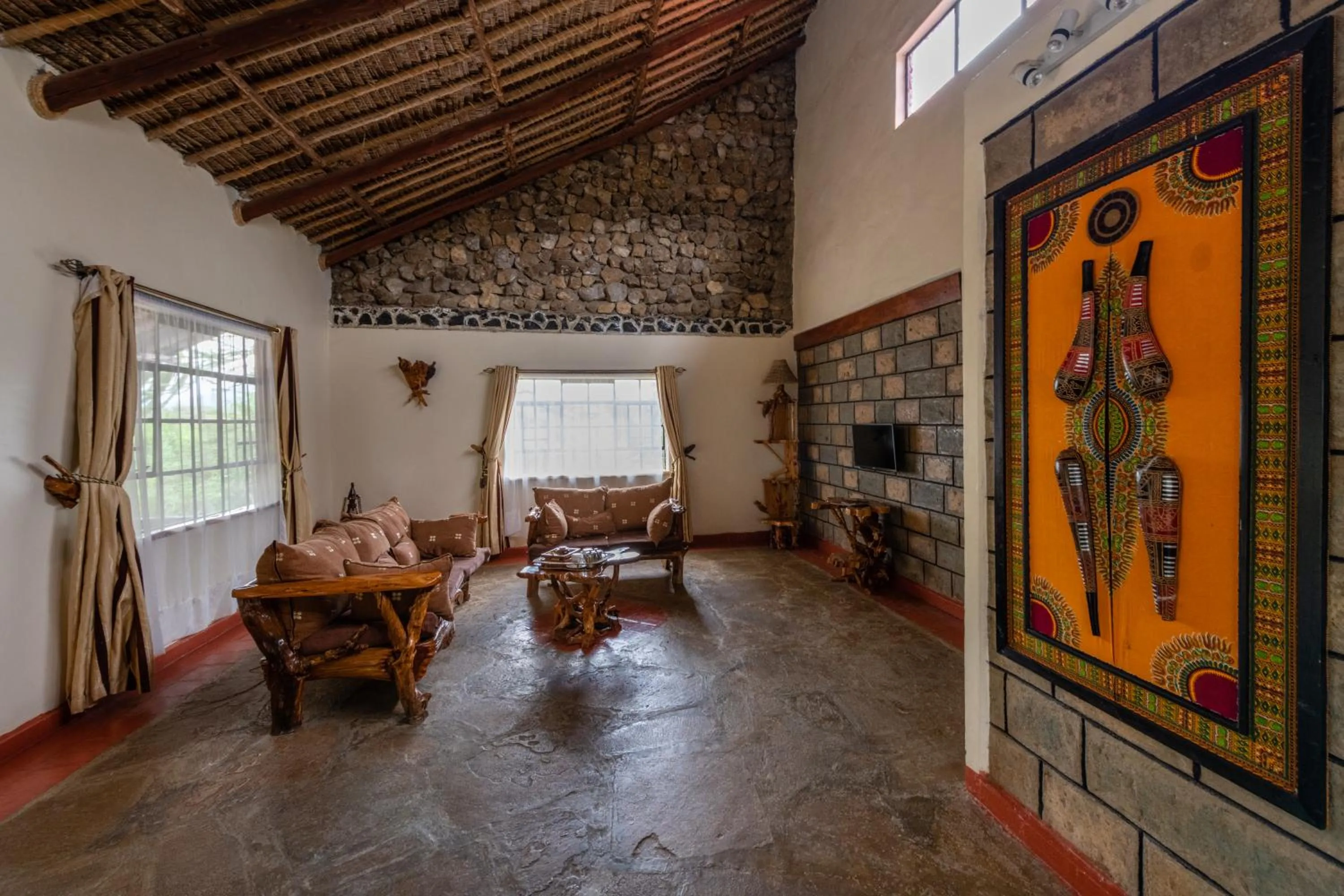 Living room in Naivasha Kongoni Lodge - Lakefront Getaway