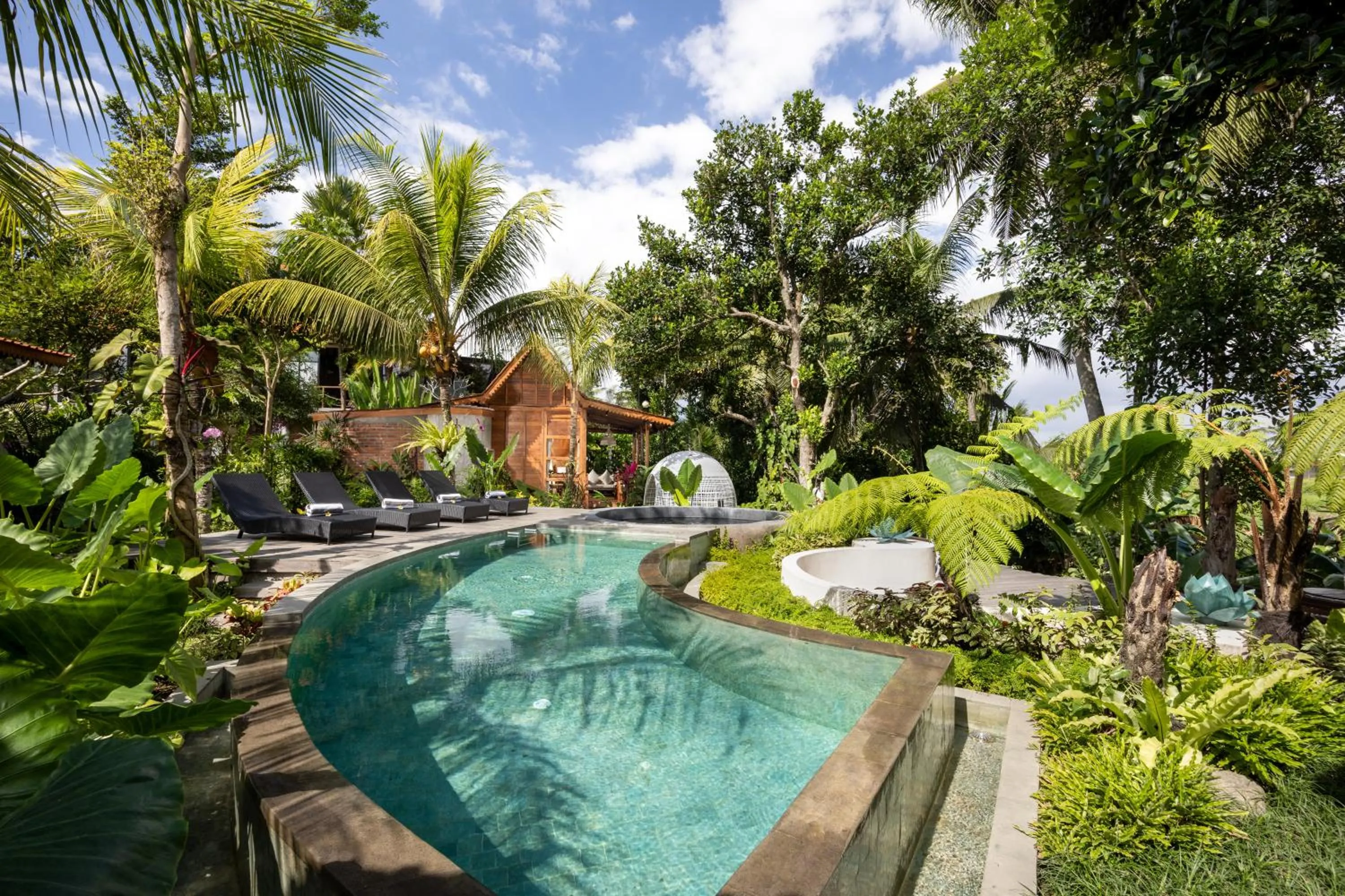 Pool view in Berlima Wooden Lodge by GenuineHost