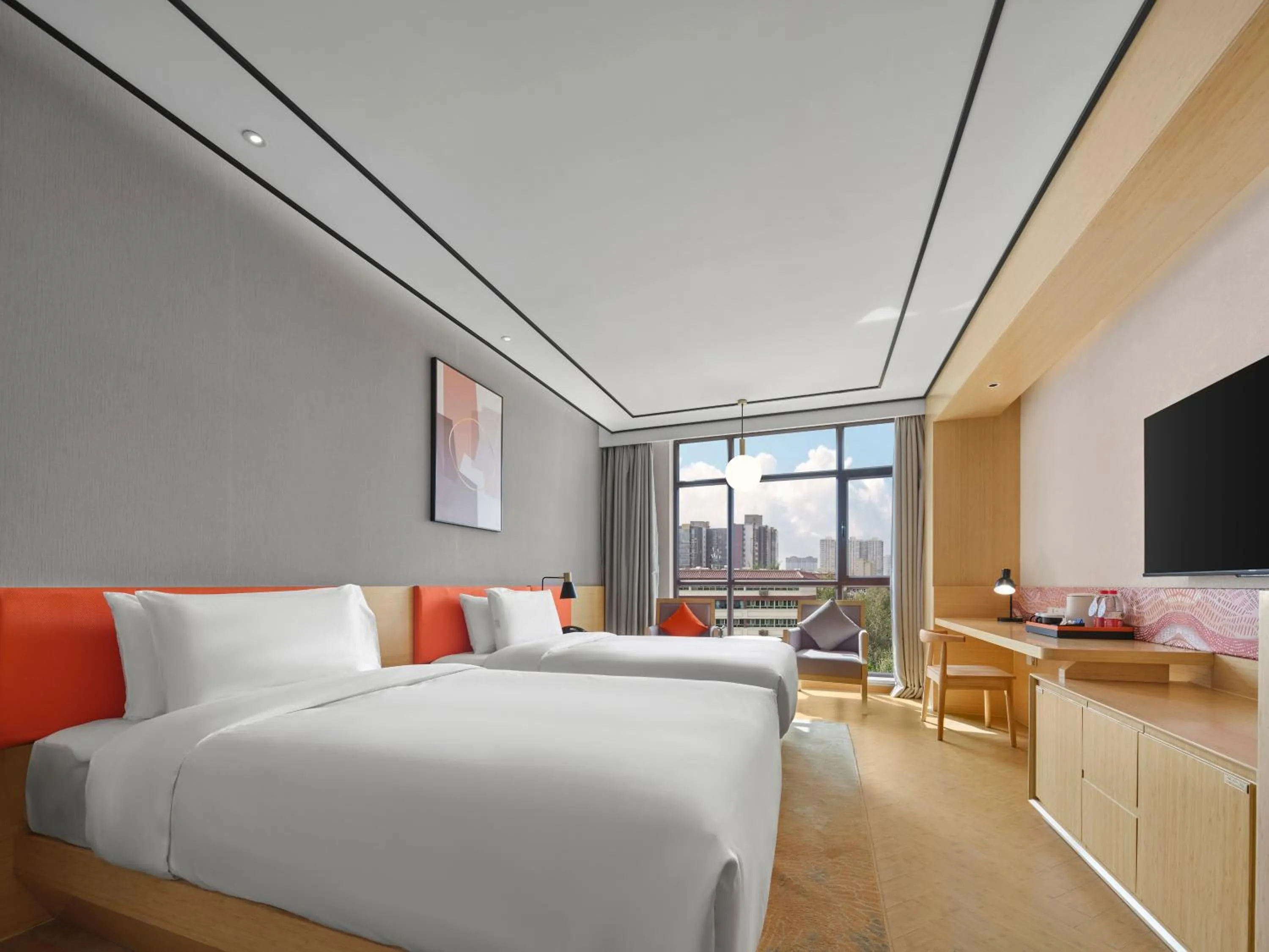 Seating area, Bed in Hilton Garden Inn Aksu Downtown