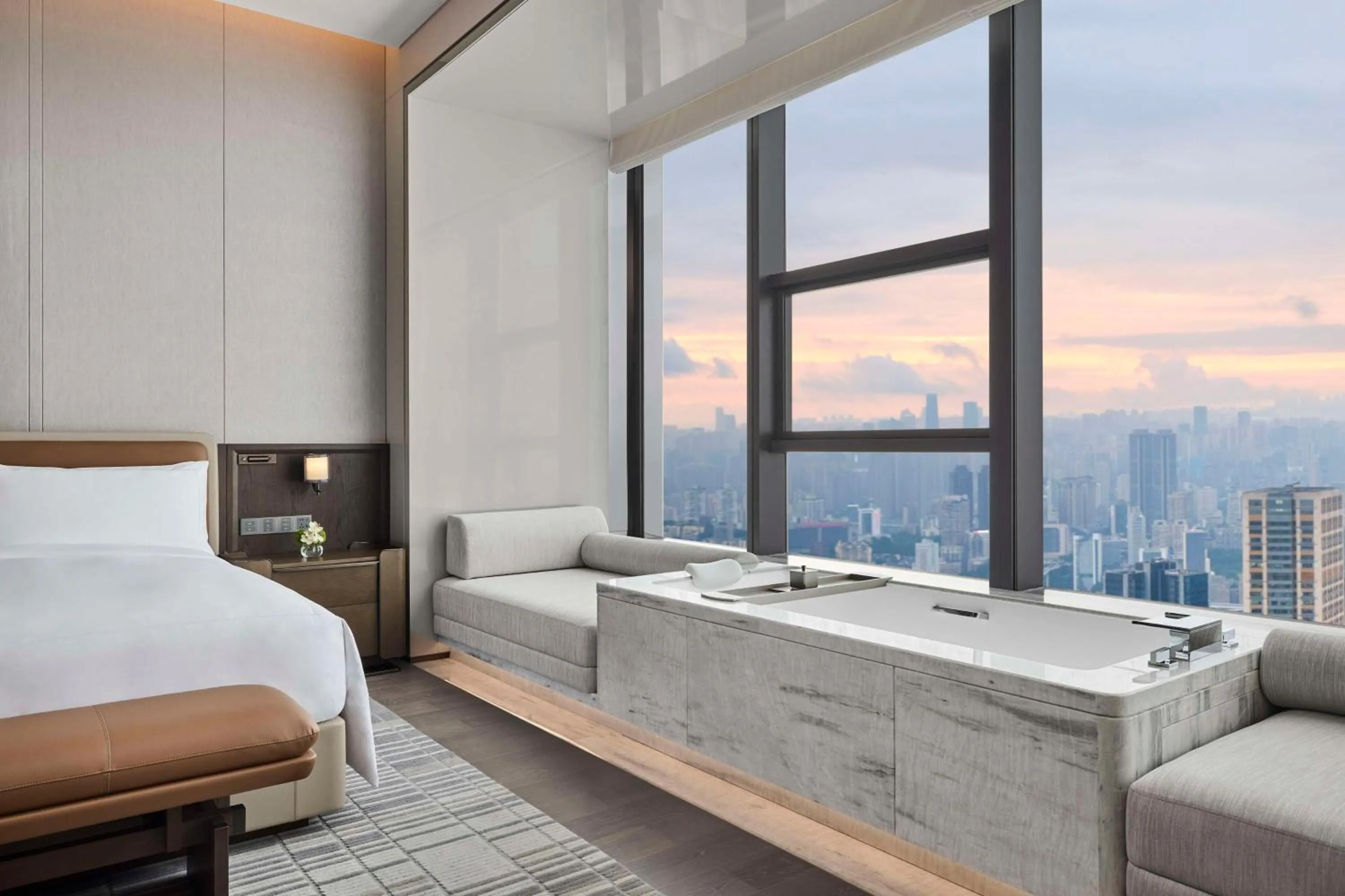 Bathroom, Bed in Conrad Chongqing - Indulge in the magical 8D city landscape