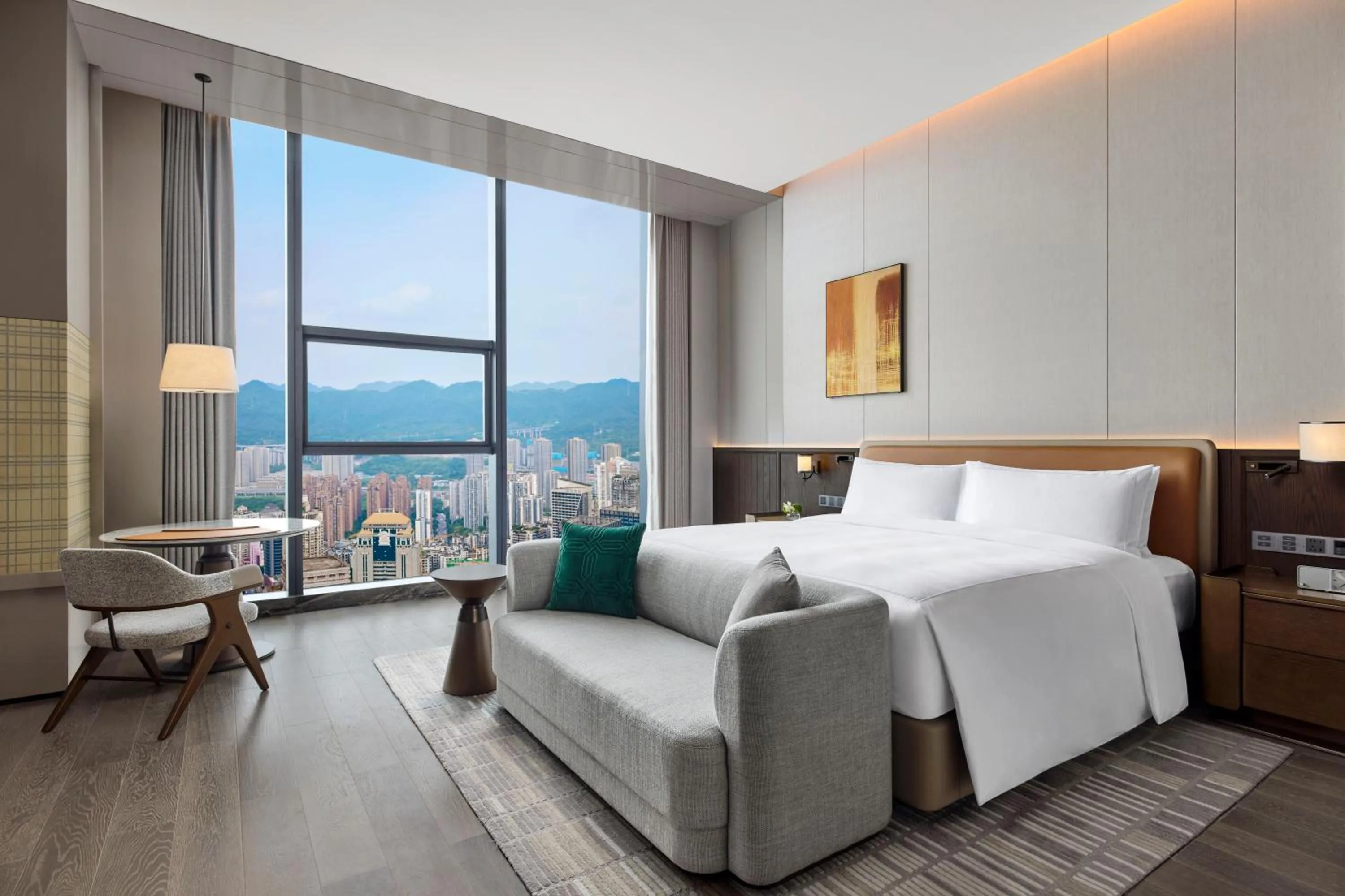 Bedroom, Bed in Conrad Chongqing - Indulge in the magical 8D city landscape
