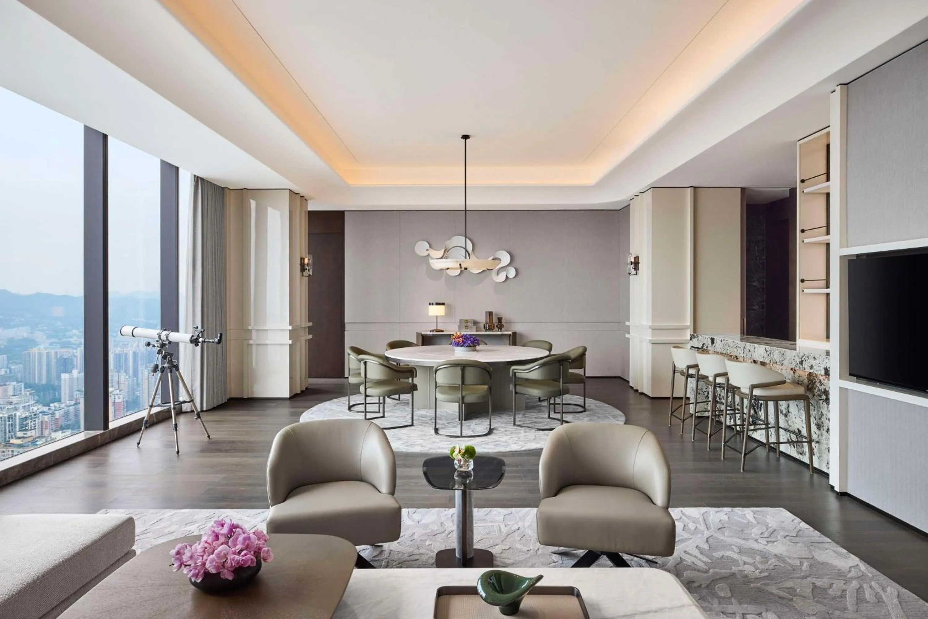 Living room in Conrad Chongqing - Indulge in the magical 8D city landscape