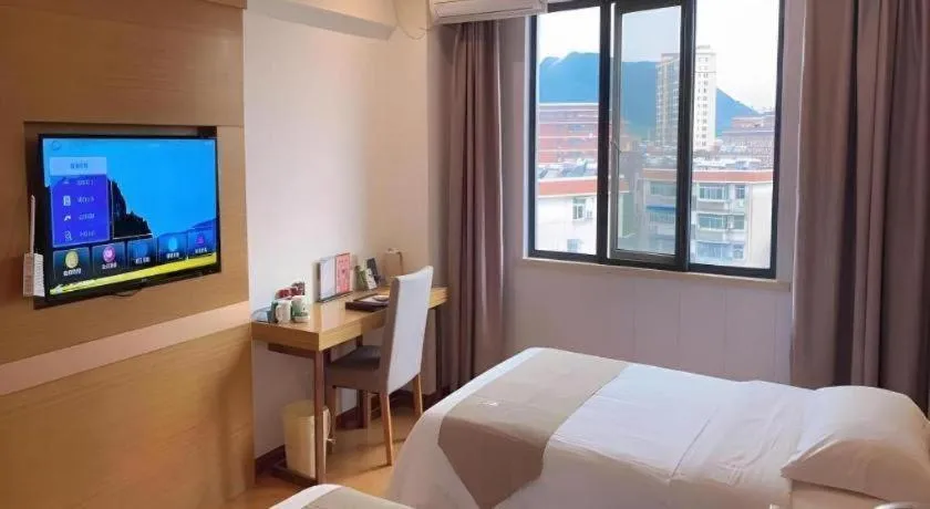 Bed in GreenTree Inn Xuancheng Jingxian Wannan First Street Express Hotel
