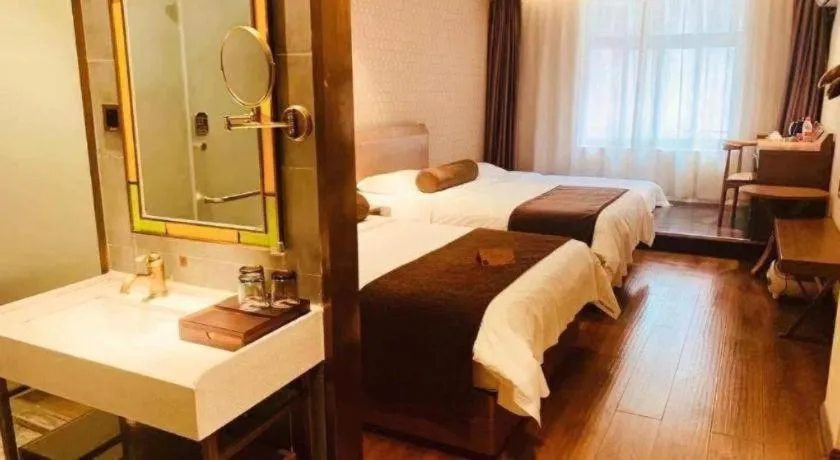 Bed in James Joyce Coffetel Qufu Tourist Center Gulou Street Sankong Scenic Spot