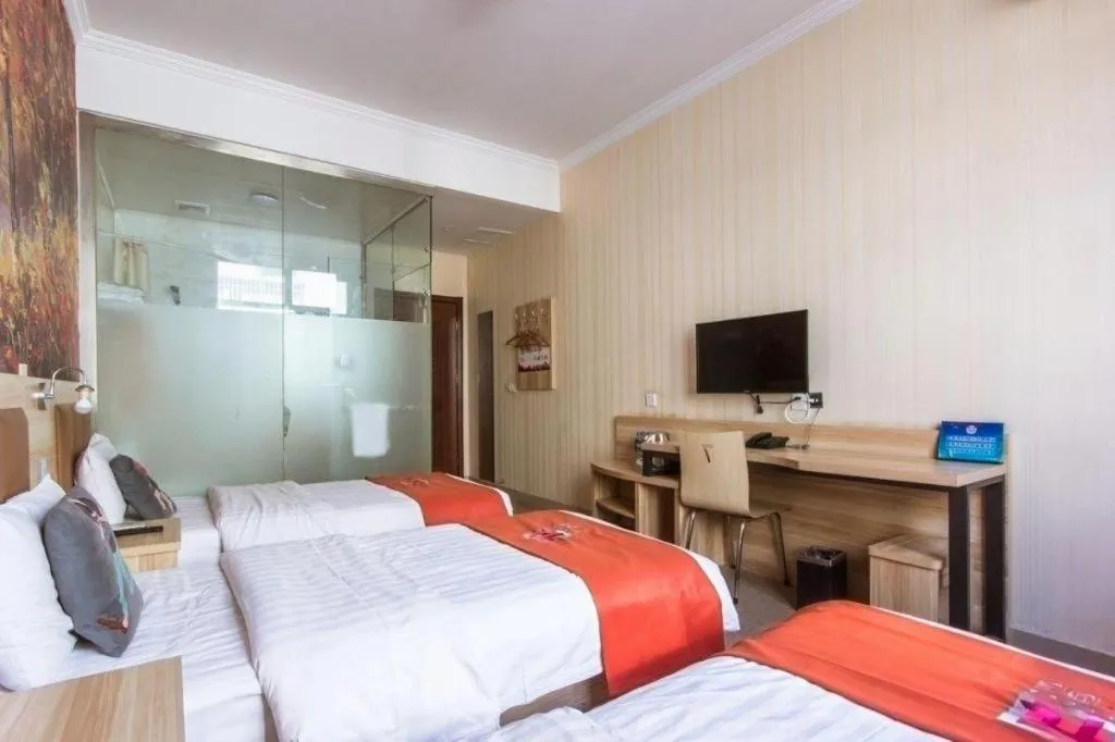 Bed in PAI Hotel Beijing Capital International Airport Linhe Development Zone