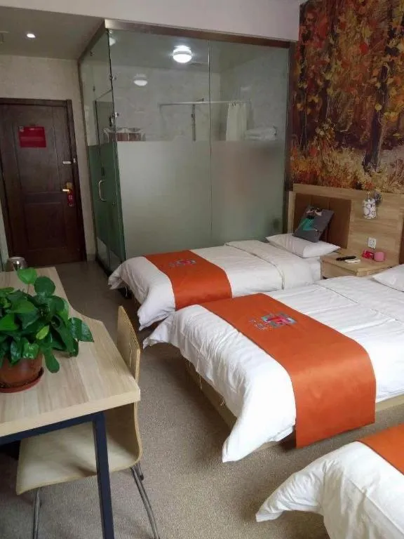 Bed in PAI Hotel Beijing Capital International Airport Linhe Development Zone