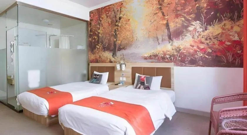 Bed in PAI Hotel Beijing Capital International Airport Linhe Development Zone