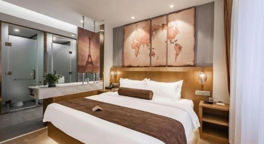 Bed in James Joyce Coffetel Shijiazhuang Century Park Shiji Huamao