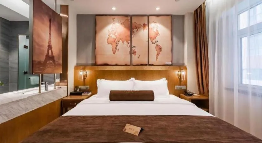 Bed in James Joyce Coffetel Shijiazhuang Century Park Shiji Huamao