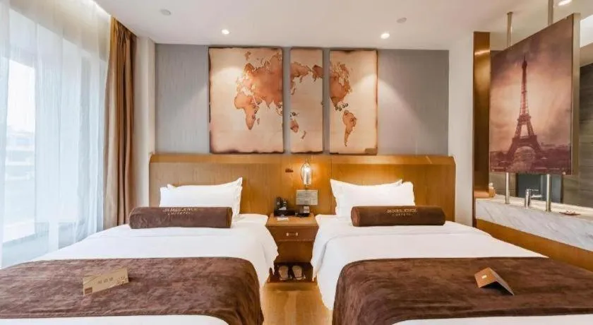 Bed in James Joyce Coffetel Shijiazhuang Century Park Shiji Huamao