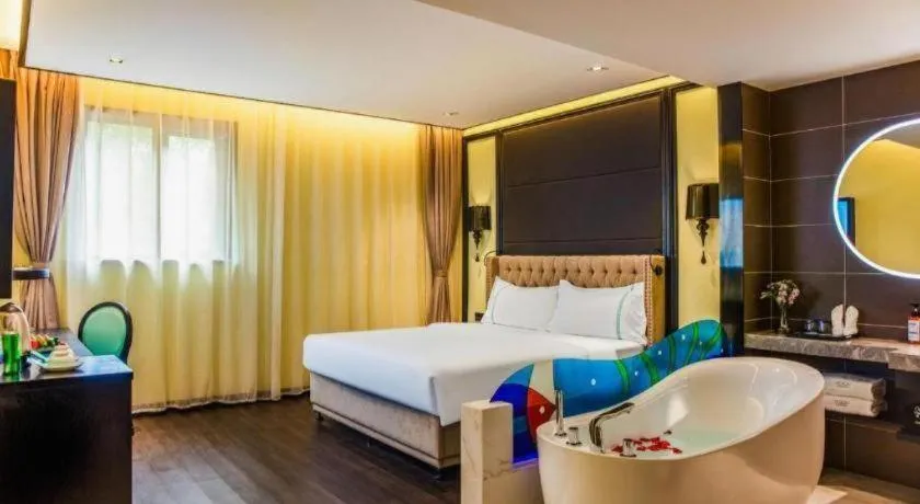 Bed in Xana Hotelle Beijing Olympic Park South Lishuiqiao Metro Station