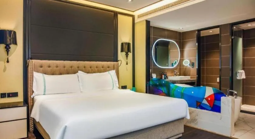 Bed in Xana Hotelle Beijing Olympic Park South Lishuiqiao Metro Station