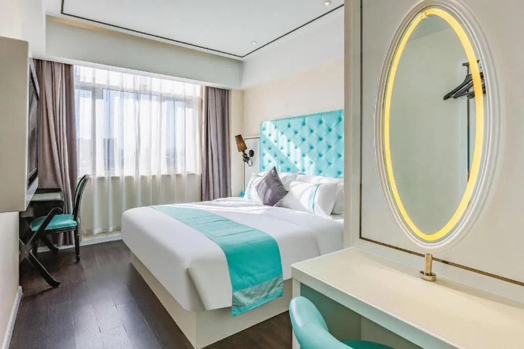 Bed in Xana Hotelle Shijiazhuang Zhongchu Plaza Shizhuang Metro Station