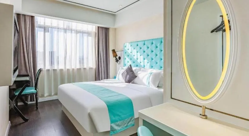 Bed in Xana Hotelle Shijiazhuang Zhongchu Plaza Shizhuang Metro Station