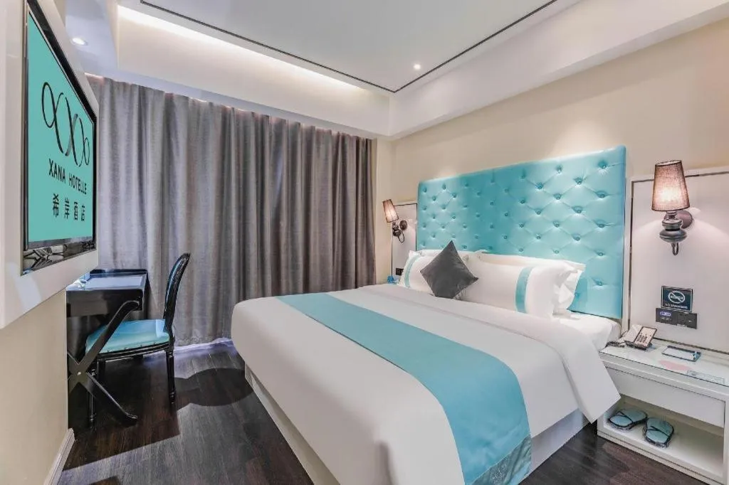 Bed in Xana Hotelle Shijiazhuang Zhongchu Plaza Shizhuang Metro Station