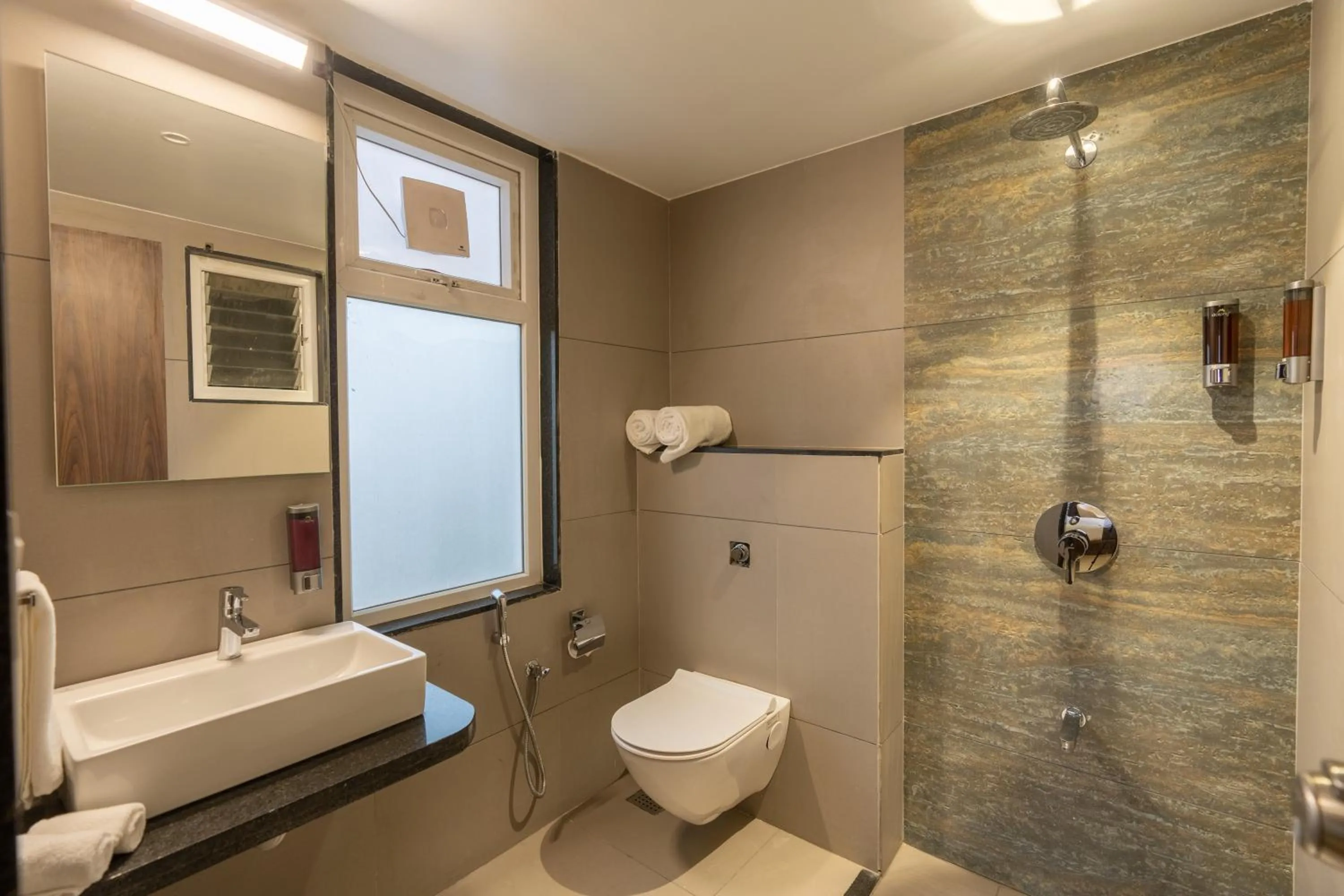 Shower in The Living Hub Business Hotel, Kolhapur