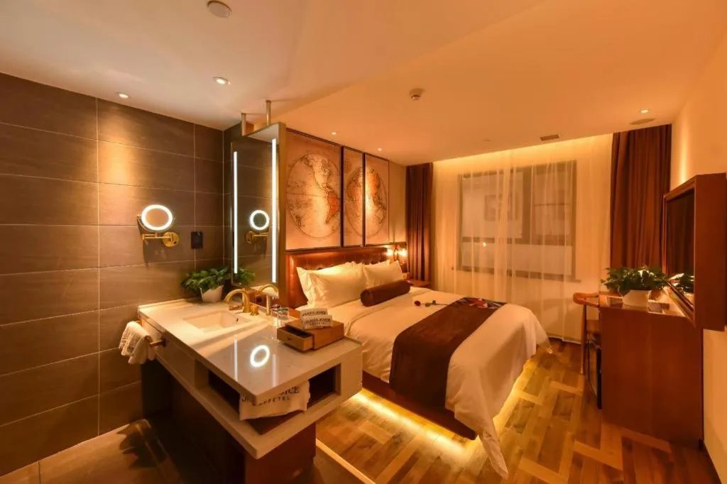 Bed in James Joyce Coffetel·Beijing Yizhuang Development Zone Dazu Square Tongji Road
