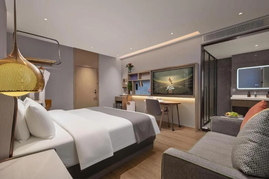 Bed in PAI Hotel·Chengdu Jintang Huaikou Huaizhou Avenue