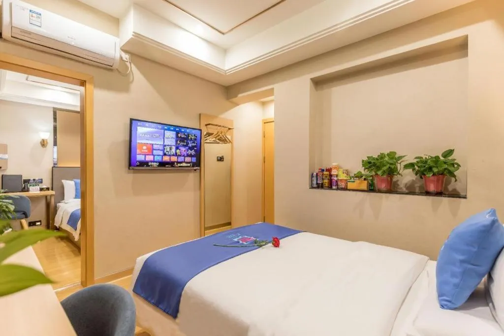 Bed in PAI Hotel·Chengdu Jintang Huaikou Huaizhou Avenue