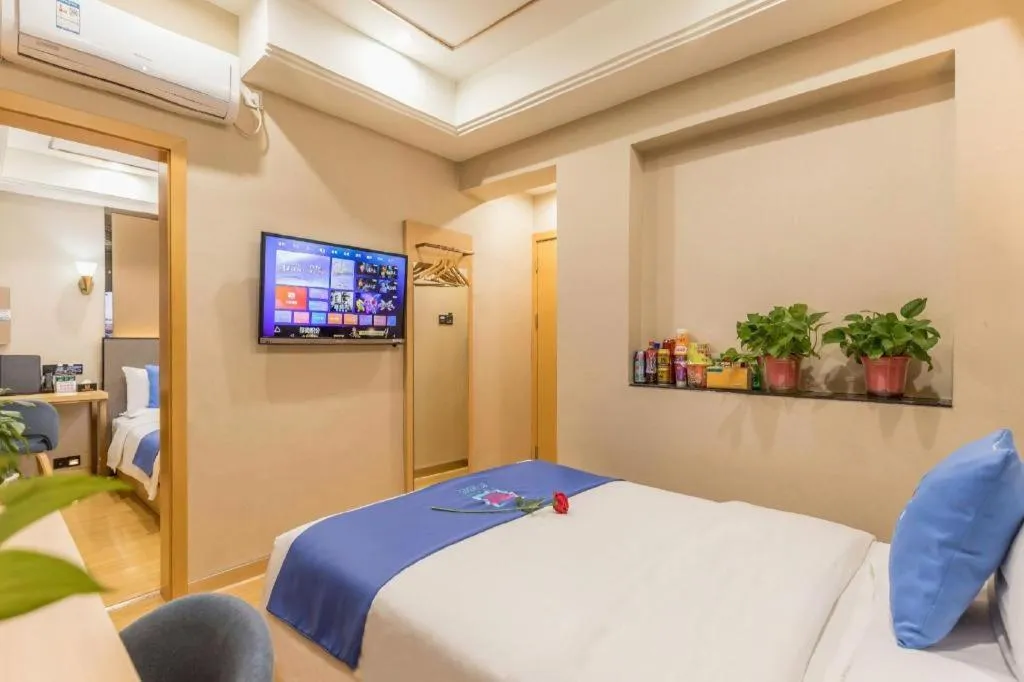 Bed in PAI Hotel·Chengdu Jintang Huaikou Huaizhou Avenue