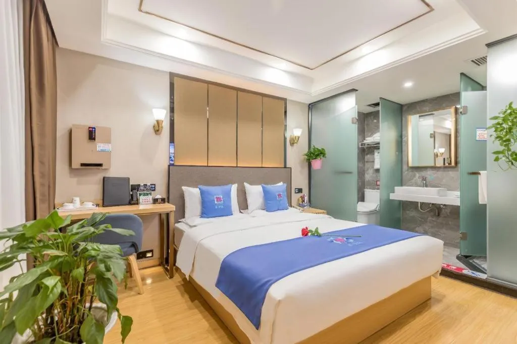 Bed in PAI Hotel·Chengdu Jintang Huaikou Huaizhou Avenue