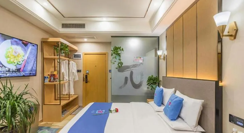 Bed in PAI Hotel·Chengdu Jintang Huaikou Huaizhou Avenue