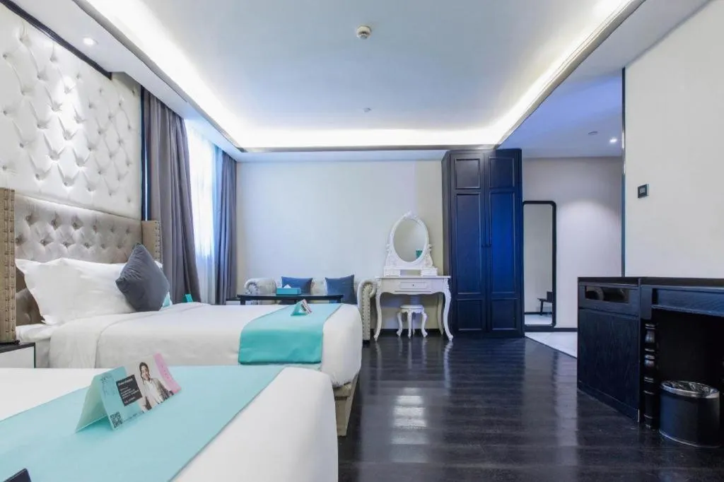 Bed in Xana Hotelle Shaghai Hongqiao Hub National Exhibition Center Qibao Lianming Road