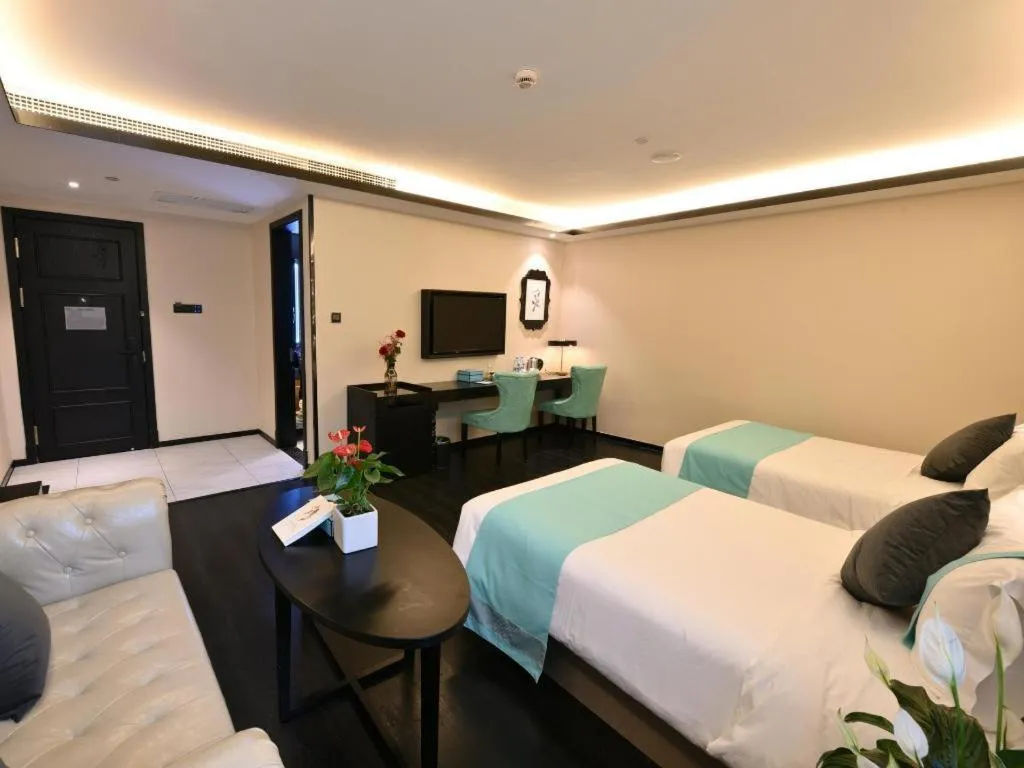 Bed in Xana Hotelle Shaghai Hongqiao Hub National Exhibition Center Qibao Lianming Road