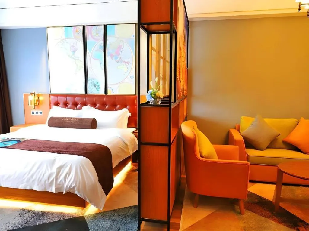 Bed in James Joyce Coffetel Guangyuan High-Speed Railway Station Dongba Municipal Government