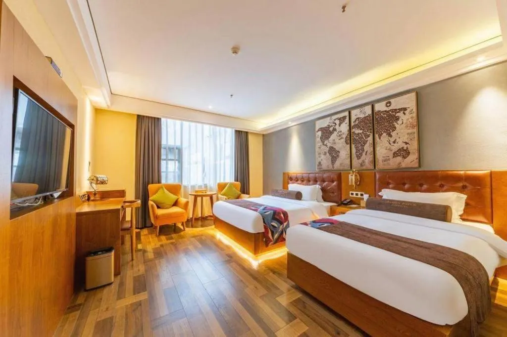 Bed in James Joyce Coffetel Guangyuan High-Speed Railway Station Dongba Municipal Government