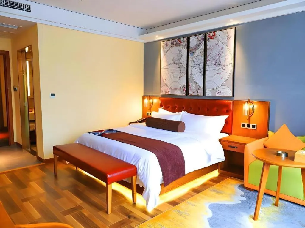 Bed in James Joyce Coffetel Guangyuan High-Speed Railway Station Dongba Municipal Government