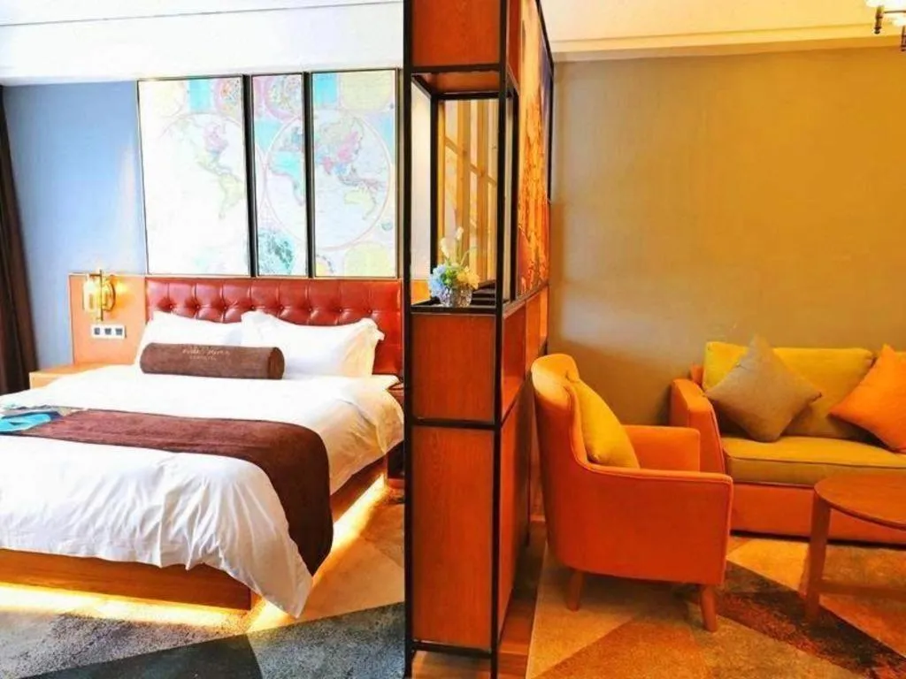 Bed in James Joyce Coffetel Guangyuan High-Speed Railway Station Dongba Municipal Government