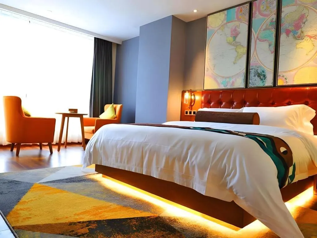 Bed in James Joyce Coffetel Guangyuan High-Speed Railway Station Dongba Municipal Government