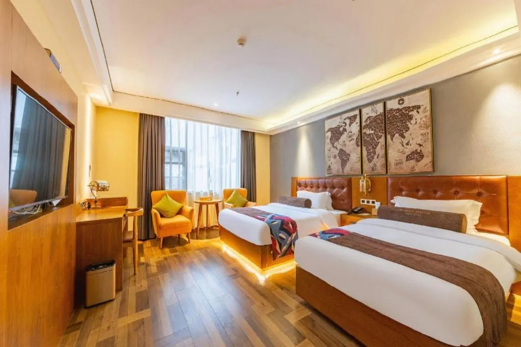 Bed in James Joyce Coffetel Guangyuan High-Speed Railway Station Dongba Municipal Government