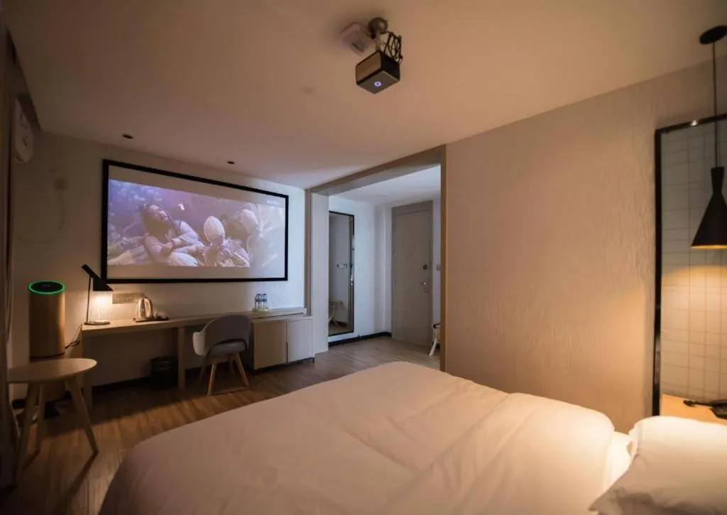 Bed in Borrman Hotel Hefei Guogou Plaza Sanli'an Metro Station