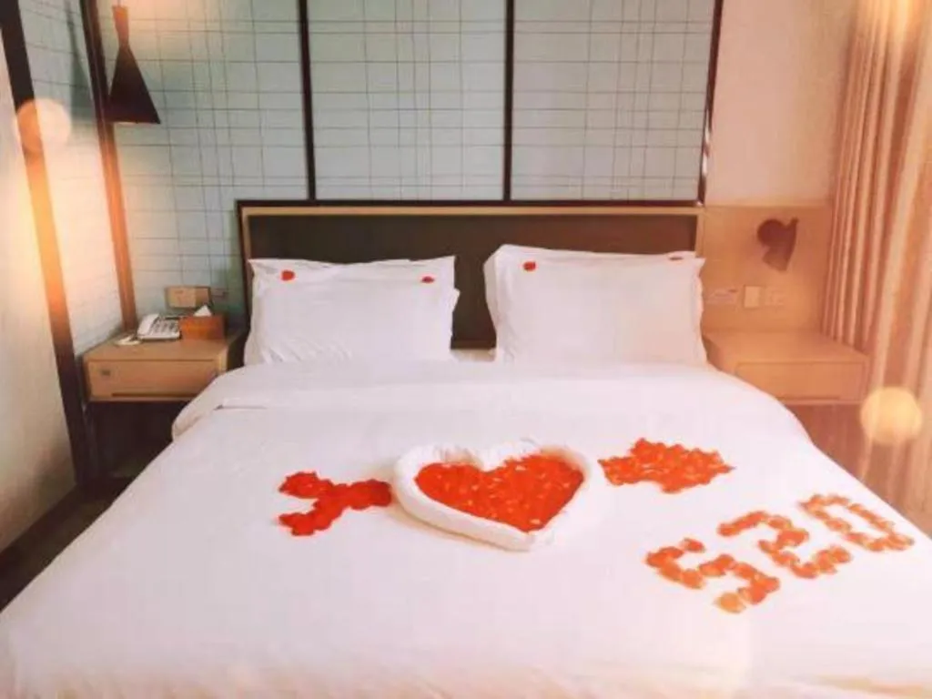 Bed in Borrman Hotel Hefei Guogou Plaza Sanli'an Metro Station