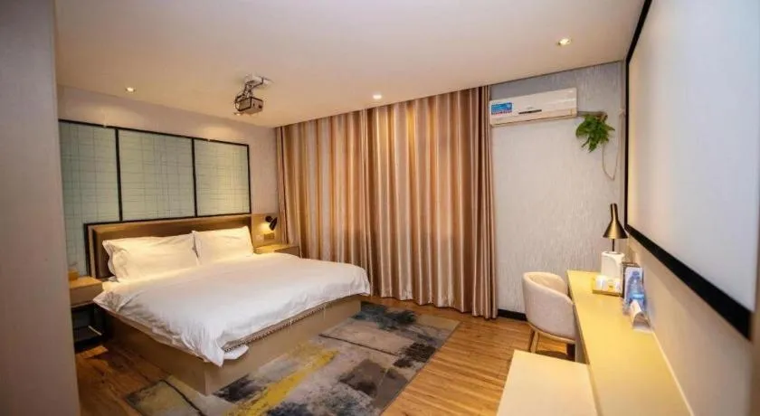 Bed in Borrman Hotel Hefei Guogou Plaza Sanli'an Metro Station