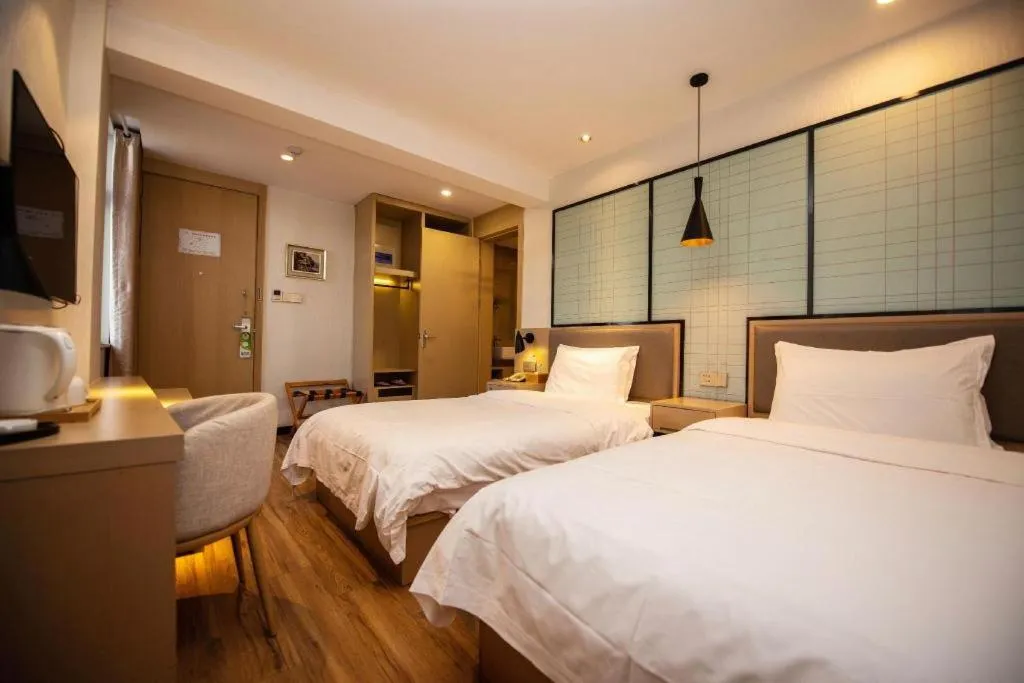 Bed in Borrman Hotel Hefei Guogou Plaza Sanli'an Metro Station