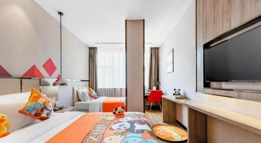 Bed in Borrman Hotel Tai'an Central Hospital Taishan Tianwai Village Hongmen