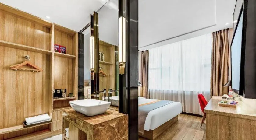 Bed in Borrman Hotel Tai'an Central Hospital Taishan Tianwai Village Hongmen