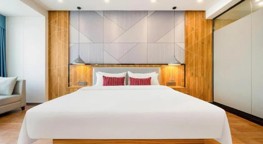 Bed in Borrman Hotel Fangchenggang High-speed Railway North Station Crystal International