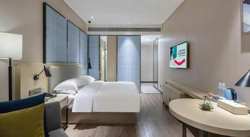 Bed in Echarm Hotel Nanning the MixC Exhibition Center Metro Station