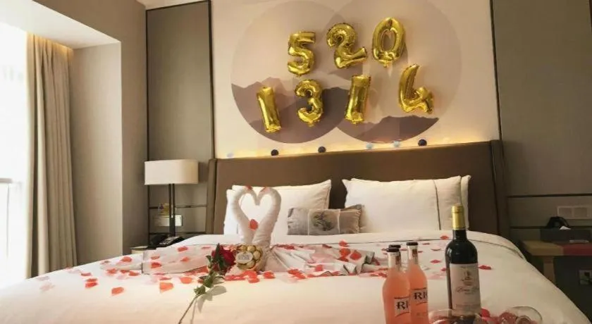 Bed in Echeng Hotel Nanning Jiangnan Wanda Baisha Avenue